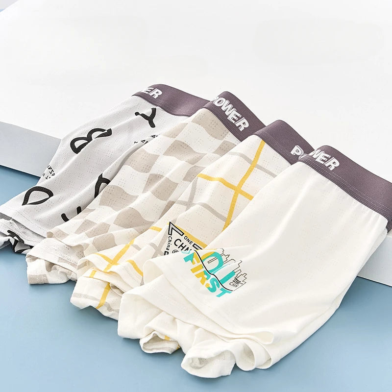 4PCS Teen Boys Mesh Breathable Young Children Underwear