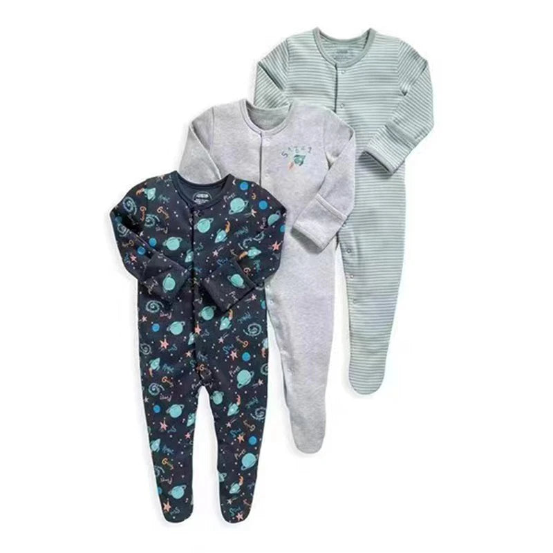 100% Cotton 3 Pcs Boys/Girls Romper Pajamas Jumpsuit