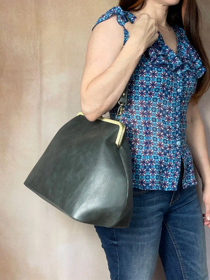 VINTAGE Artificial Leather Bag Large Clutch Handbag