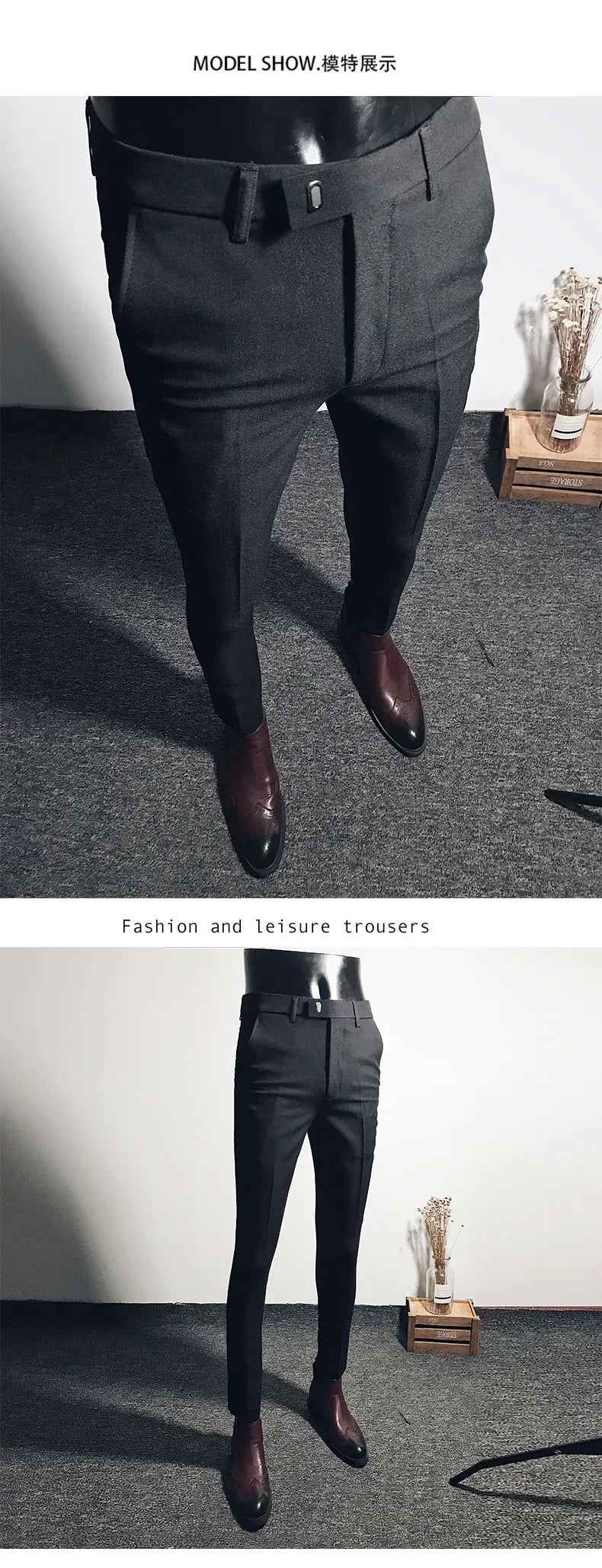 Men Stretch Slim Formal Casual Pants Fashion