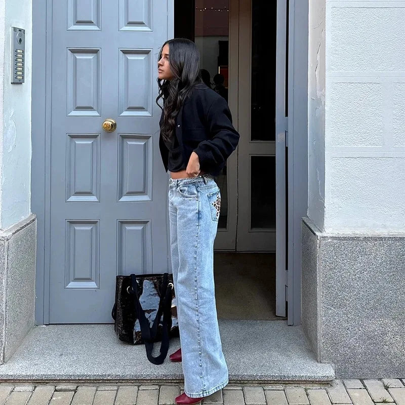 High Waist Street Unisex Fashion Printed Casual Jeans