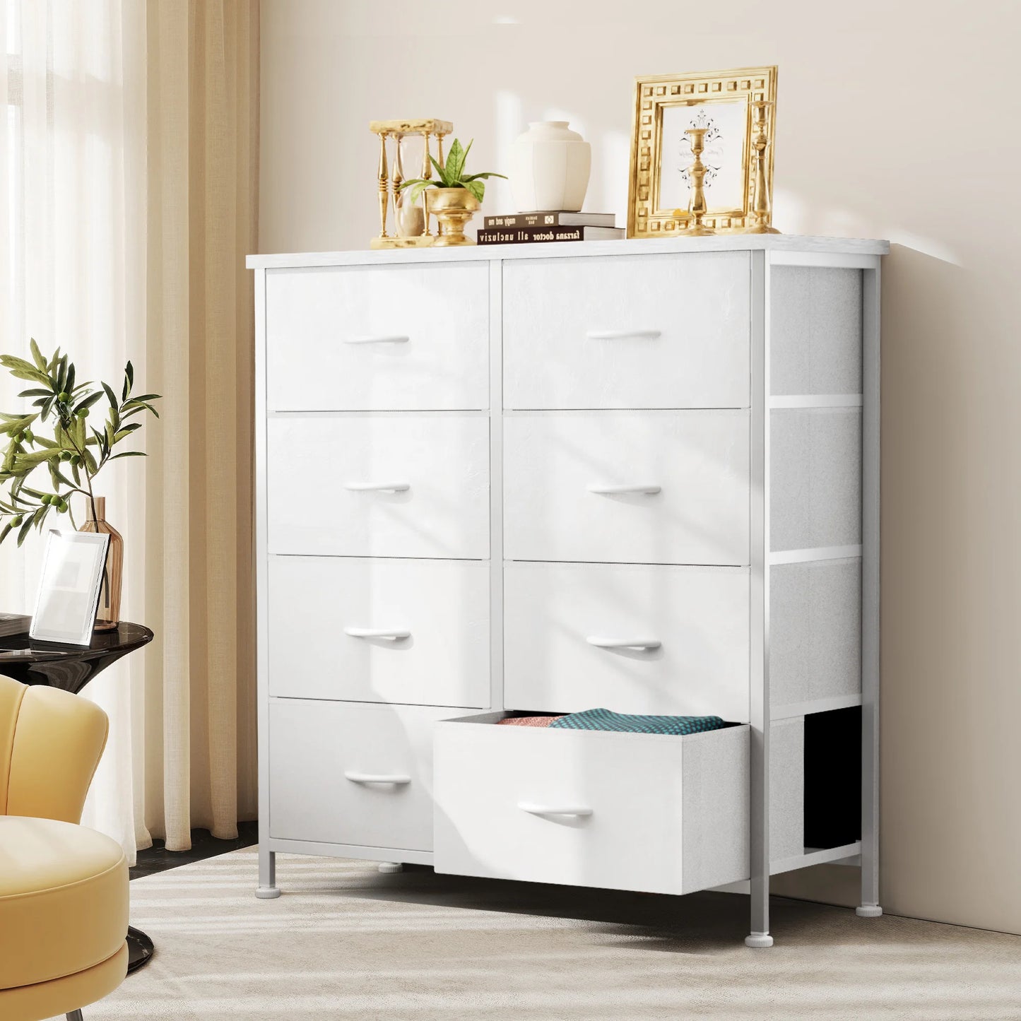 8 Fabric Drawers Storage Cabinet Steel Frame Assembly