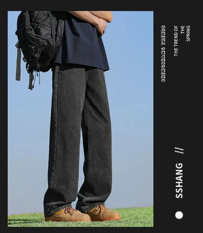 Men's Trendy Wide Leg Washed Jeans
