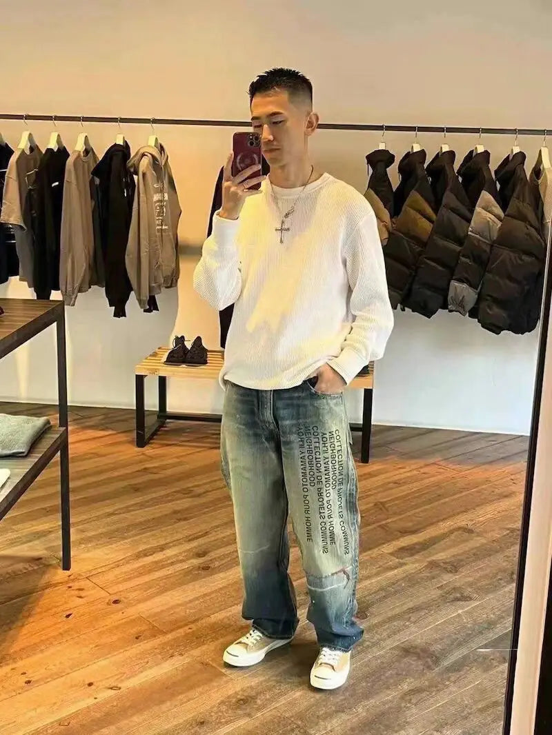 Loose Personality Trendy Washed Pants Men'