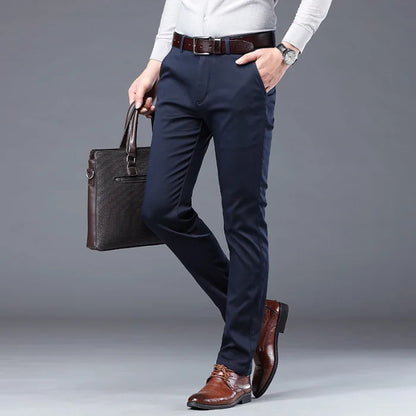 Gray Green Trousers Men Fleece Casual Pants