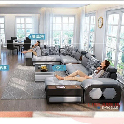 U-Shaped Sectional Fabric Sofa Set
