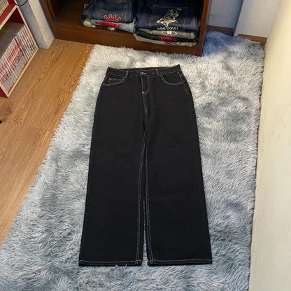 Blue Embroidered Men's and Women's Retro Trendy Jeans