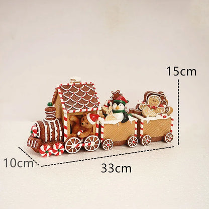 Train Christmas Resin Statue Home Decor Sculpture