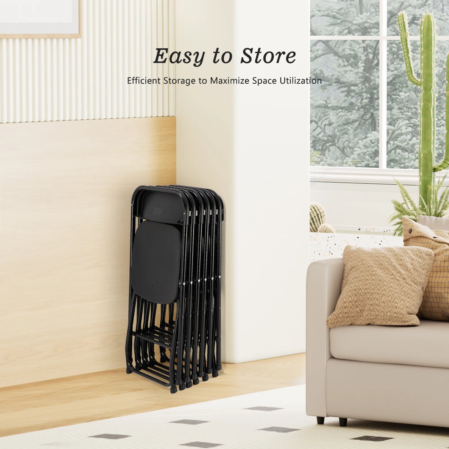Plastic Folding Chairs, Lightweight Portable Indoor/Outdoor