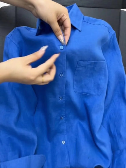 Casual Turndown Collar Single Breasted Tops