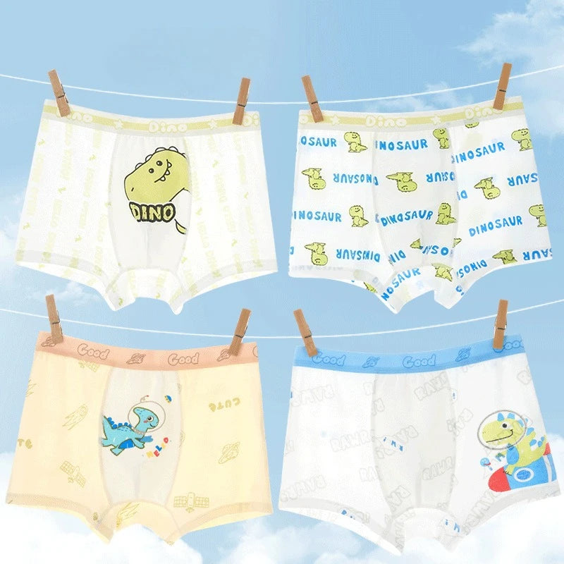 4PCS Mesh Breathable Boy Comfort Antibacterial Cartoon  Underwear