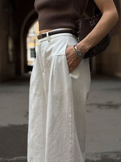 White Pants For Women Cotton Formal High Waist
