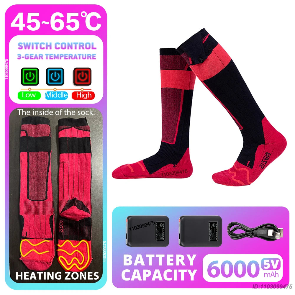 Rechargeable Anti-Cold Men Women Thermal Heated Socks