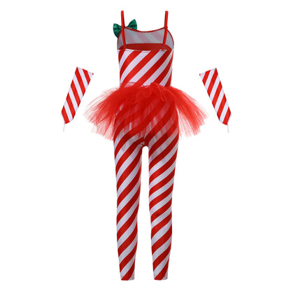 Girls Candy Cane Costume Christmas Dancewear Stripes
