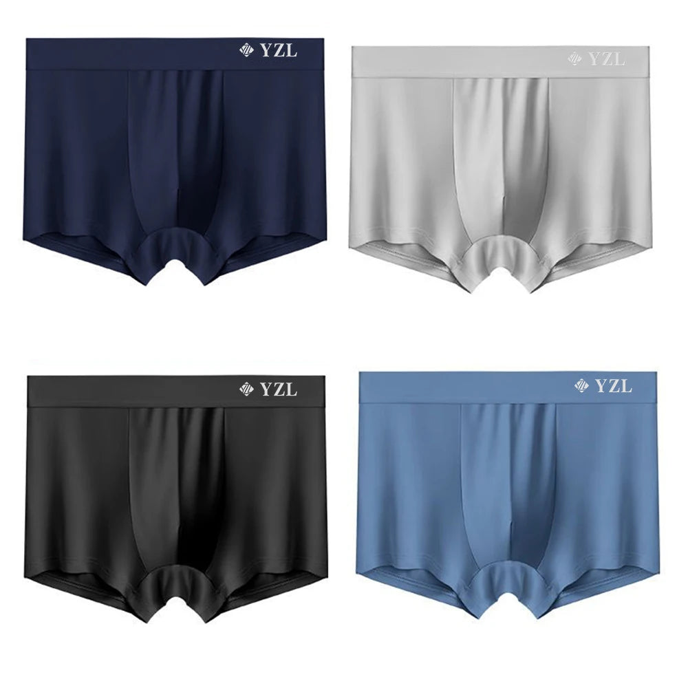 Men's Silk Flat Corner Antibacterial  Boxer Briefs