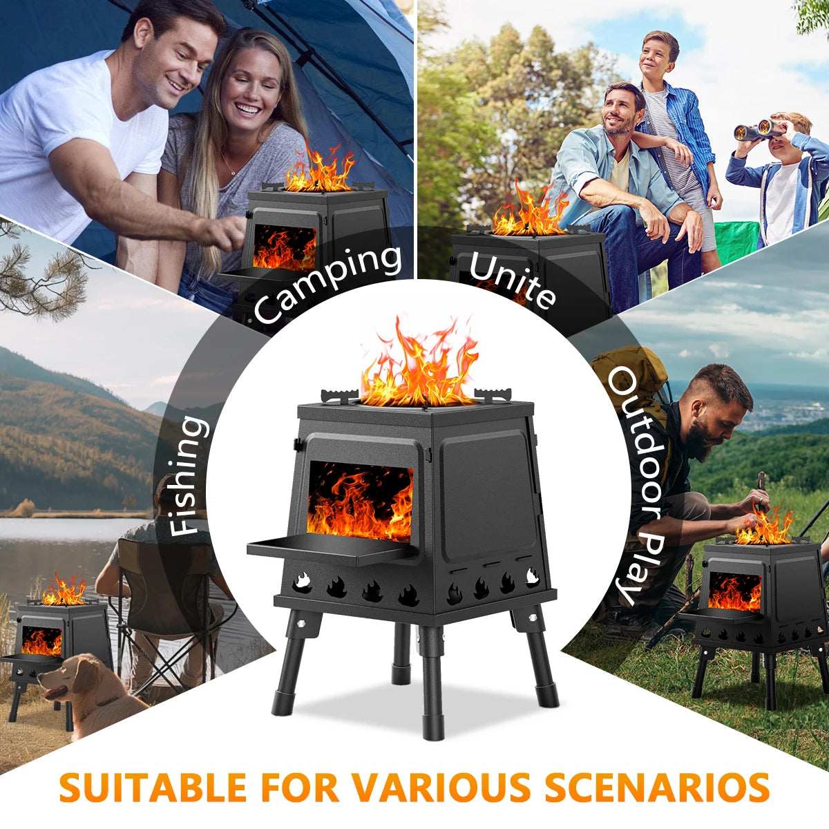 Wood Burning Camp Stove Portable Cast Iron