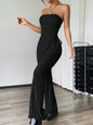 2 Pcs Brown Sexy Bandeau Top High Waist Pants