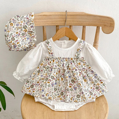 Baby Girls Long Sleeve Flower Embroidery Jumpsuit