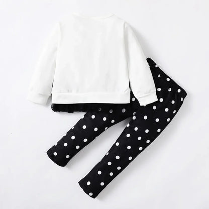 2PCS Girls Long Sleeves Cute Cartoon Top+Pants