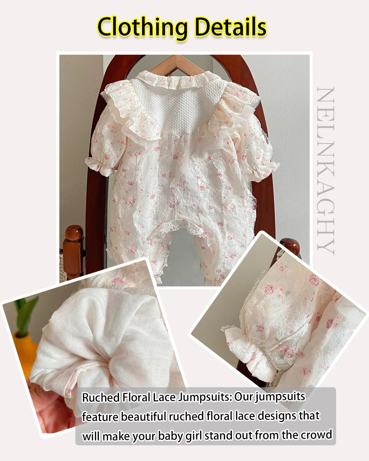 Infant Princess Style Cute Floral Lace Jumpsuits