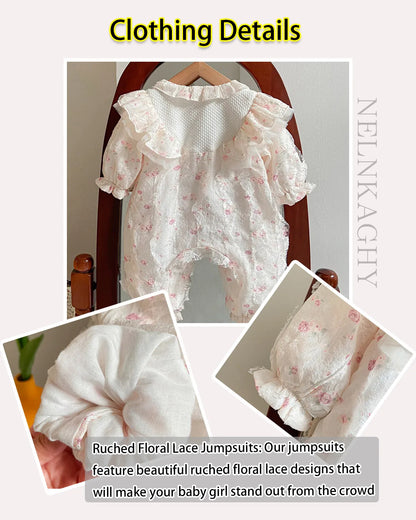 Infant Princess Style Cute Floral Lace Jumpsuits