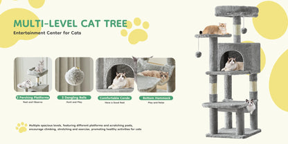 Tall Multi-Cat Climbing Tower for Pet Furniture