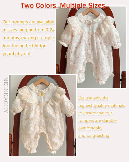Infant Princess Style Cute Floral Lace Jumpsuits
