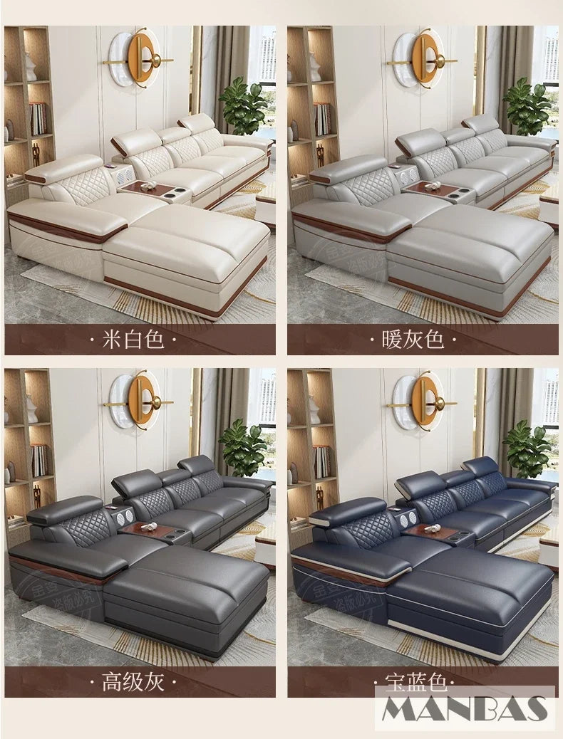 Genuine Leather Sofa Set for Living Room