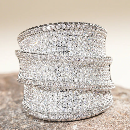 Full Bling Iced Out Wide Sparkling CZ