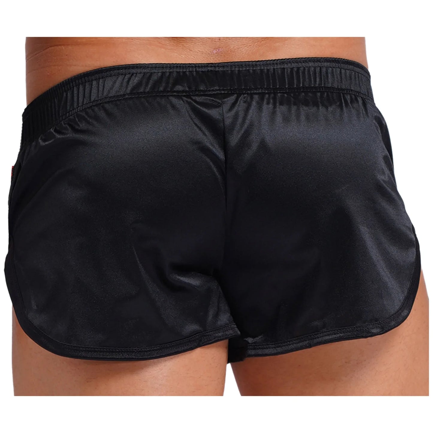 Men Side Split Satin Shorts Built-in Bulge