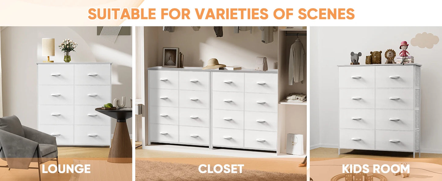 8 Fabric Drawers Storage Cabinet Steel Frame Assembly