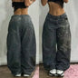 Oversized Print Baggy Jeans Men Vintage Gothic