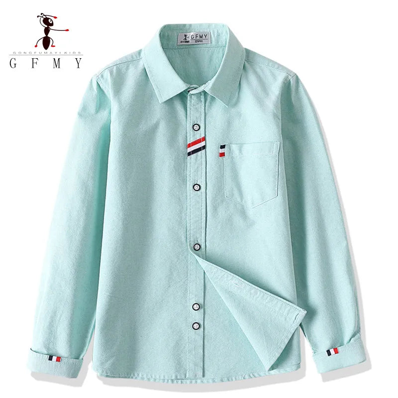 Cotton Solid Color Full-sleeved Boy's Shirts