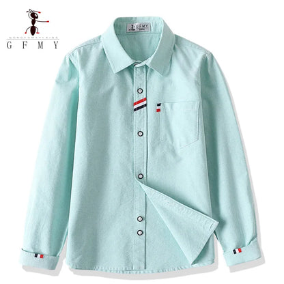 Cotton Solid Color Full-sleeved Boy's Shirts