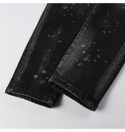 Men Ripped Distressed Black Slim Tapered Jeans