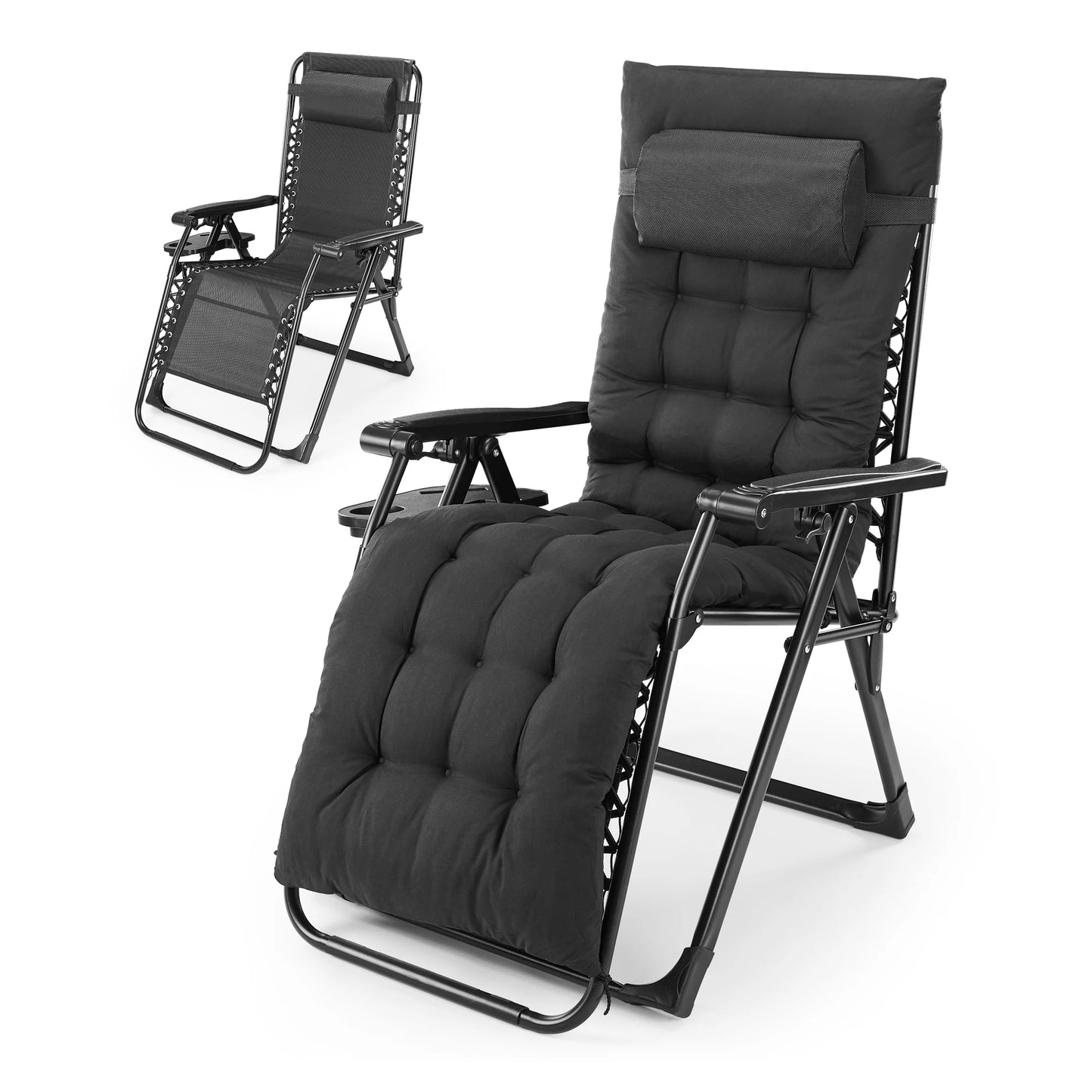 Patio Lounge Chair Folding Portable with Cup Holder