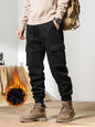 Cargo Pants Men Multi-Pockets Drawstring Fleece Liner