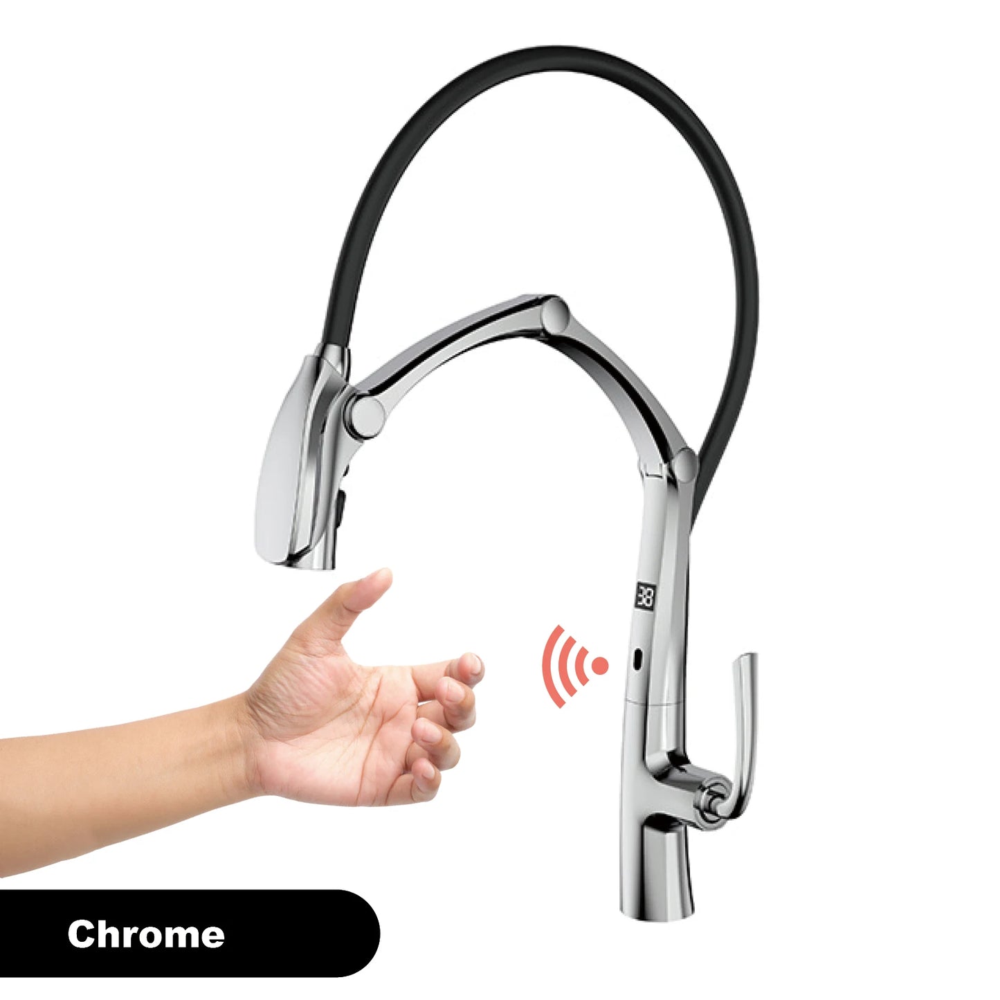 Luxury Gunmetal Brass Kitchen Faucet LED Display