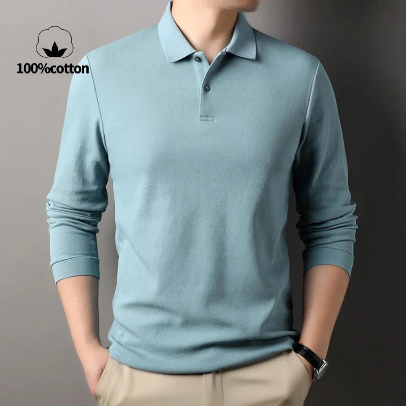 Men Polo Shirt, Leisure Long Sleeve, Breathable