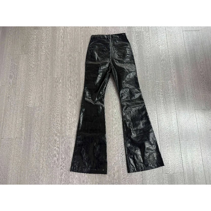Men's Dark Coated Glossy Leather Black Jeans