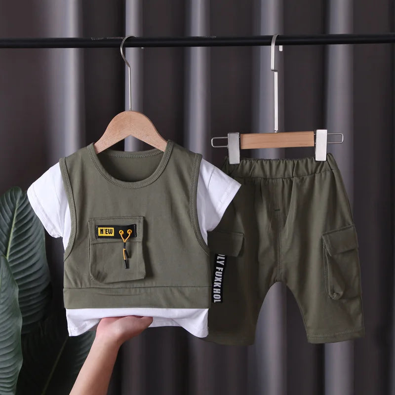 2 Pcs Baby Boys/Girls ClothesbShort Sleeve Cotton
