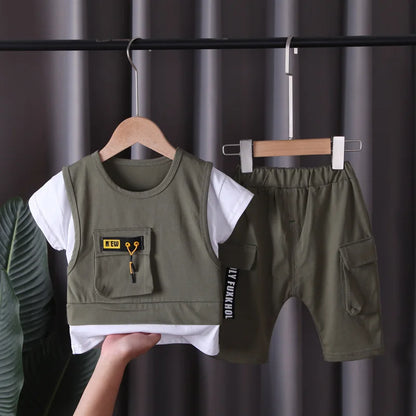 2 Pcs Baby Boys/Girls ClothesbShort Sleeve Cotton