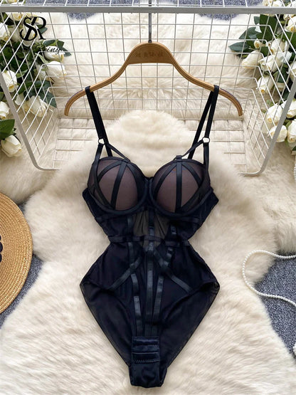 Women Corset Slim Sexy Bodysuits Open Crotch