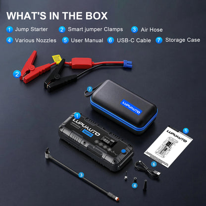 4 In 1 Car Jump Starter, Tire Inflator Pump Compressor