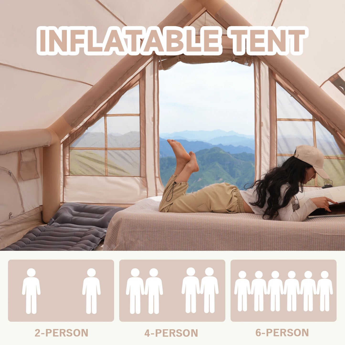 Quick Setup Inflatable Camping Tent, Waterproof