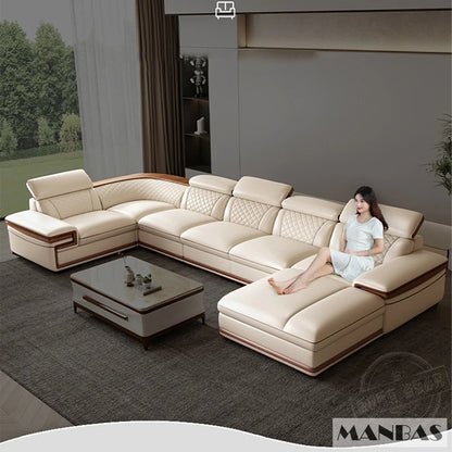 Genuine Leather Sofa Set for Living Room