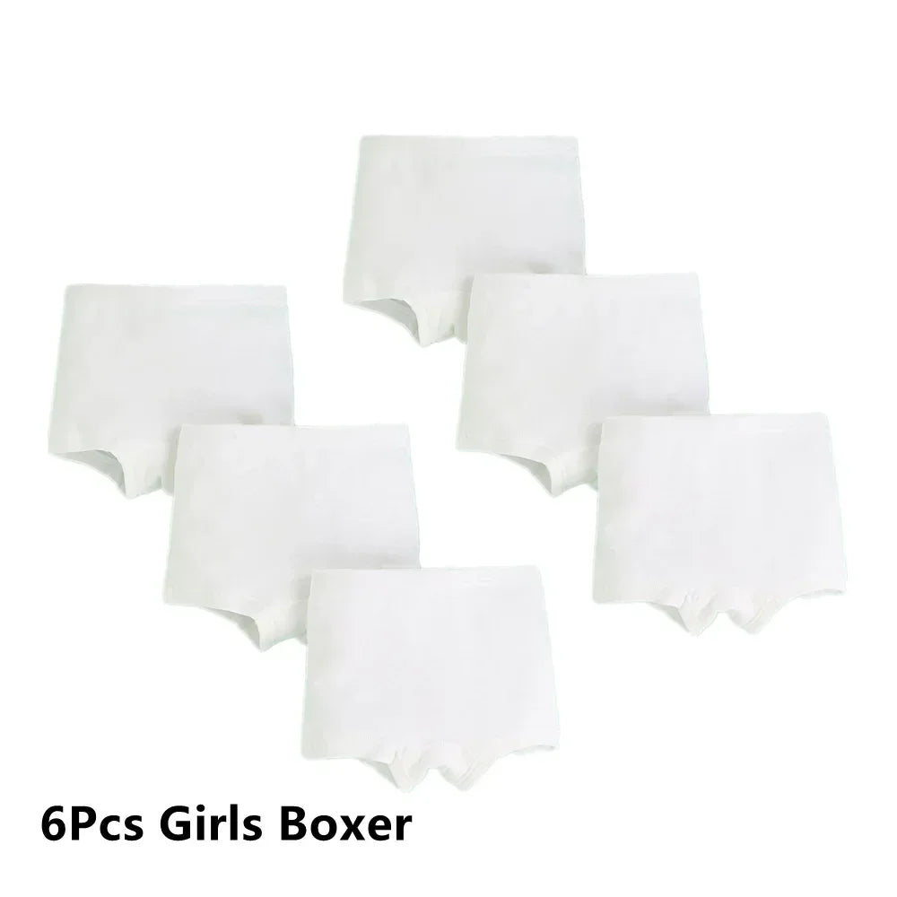6Pcs Girls/Boys Underwear White Cotton Teen Briefs
