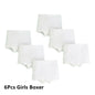6Pcs Girls/Boys Underwear White Cotton Teen Briefs