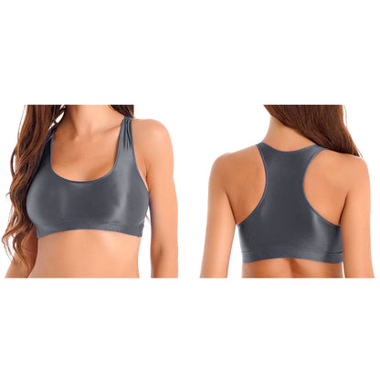 Glossy Womens Mid Waist Gym Fitness Yoga