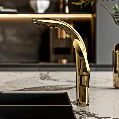 Luxury brass gold touch switch kitchen faucet